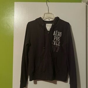Aeropostale Black Fitted Long Sleeve Zippered Sweatshirt